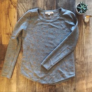 LOFT Grey Sweater with Gold Polka Dots - Petite